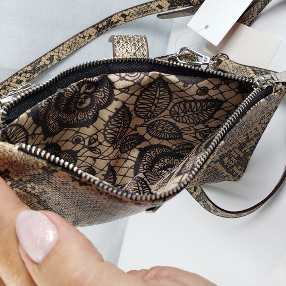 Carlos Santana Tan Gray Snakeskin Purse Crossbody Bag Buckle Strap New With Tags - Picture 14 of 16